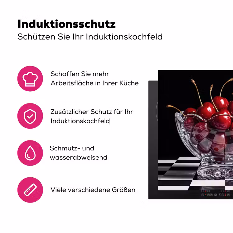 Herdabdeckplatte - Essen – Kirschen – Rot - Eten - Kersen - Rood Inductie beschermer vinyl 3mm middel