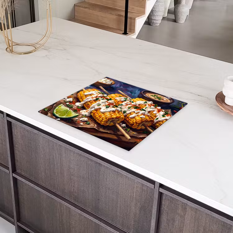 Eten - Maïs - Saus - Geschilderd - Geel Inductie beschermer vinyl 3mm middel -sfeer8