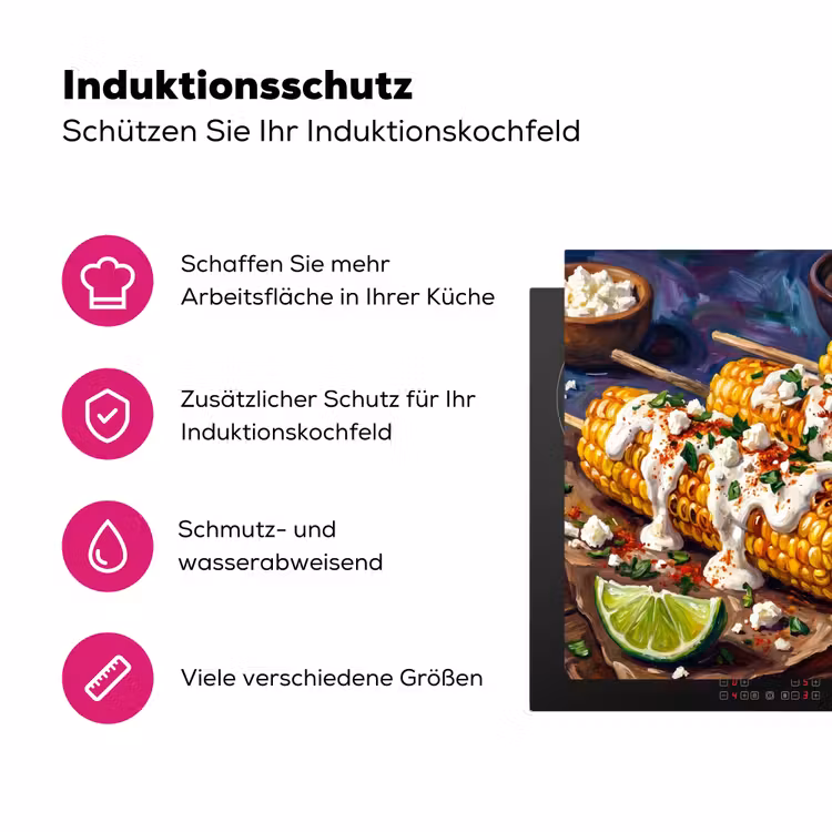 Eten - Maïs - Saus - Geschilderd - Geel Inductie beschermer vinyl 3mm middel -zzzzzzz-lf-ups