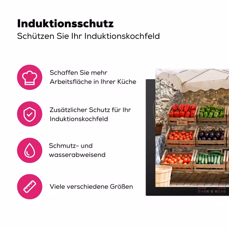 Herdabdeckplatte - Essen – Markt – Frisch - Eten - Markt - Vers Inductie beschermer vinyl 3mm middel