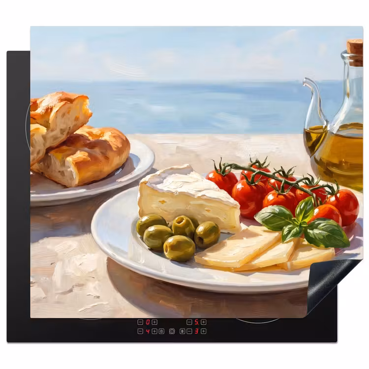 Eten - Middellandse Zee - Natuur - Geschilderd Inductie beschermer vinyl 3mm middel -3d
