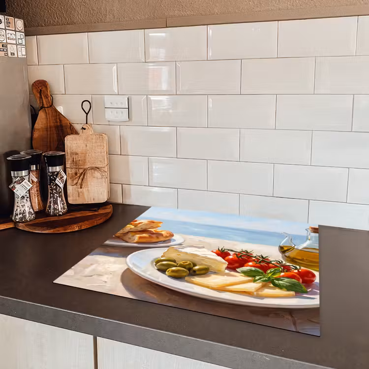 Eten - Middellandse Zee - Natuur - Geschilderd Inductie beschermer vinyl 3mm middel -sfeer3