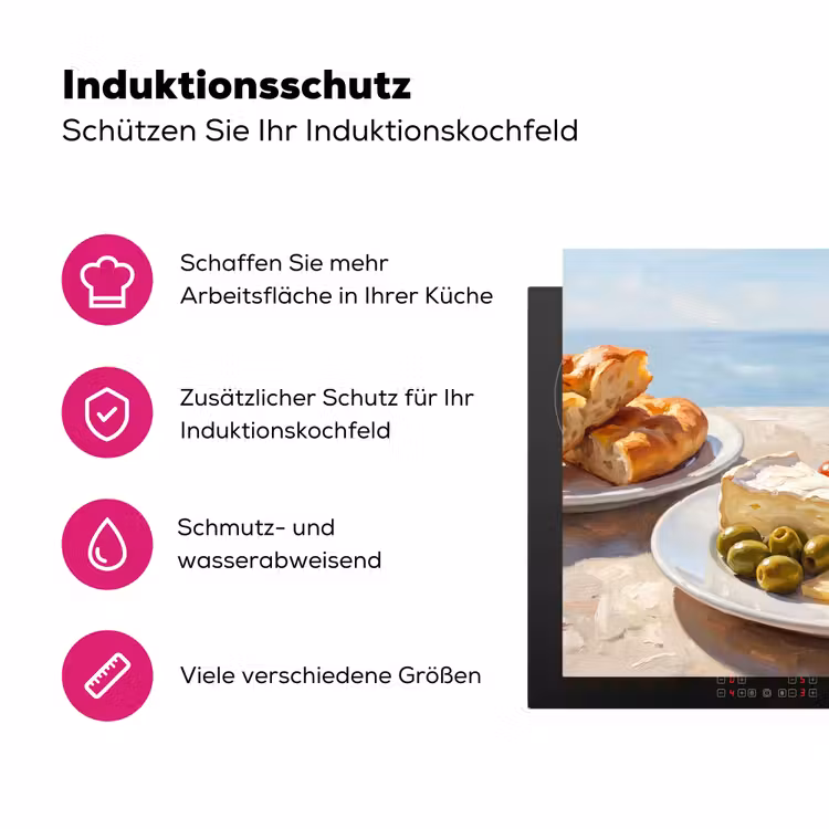 Eten - Middellandse Zee - Natuur - Geschilderd Inductie beschermer vinyl 3mm middel -zzzzzzz-lf-ups