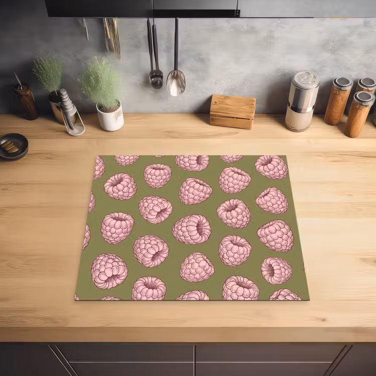Eten - Patroon - Illustratie - Roze - Groen Inductie beschermer vinyl 3mm middel -sfeer5