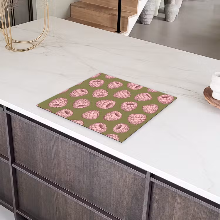 Eten - Patroon - Illustratie - Roze - Groen Inductie beschermer vinyl 3mm middel -sfeer8