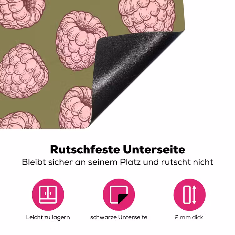 Eten - Patroon - Illustratie - Roze - Groen Inductie beschermer vinyl 3mm middel -zzzzzzz-lf-onderkant