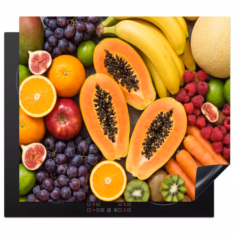 Eten - Fruit - Groenten - Vers - Kleurrijk Inductie beschermer vinyl 3mm middel -3d