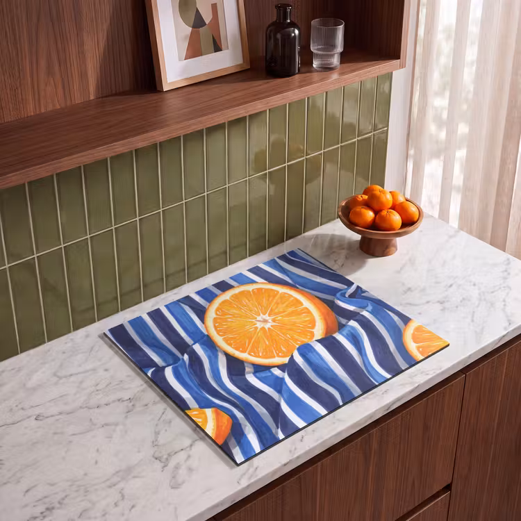 Herdabdeckplatte - Essen – Obst – Orange - Eten - Fruit - Oranje Inductie beschermer vinyl 3mm middel