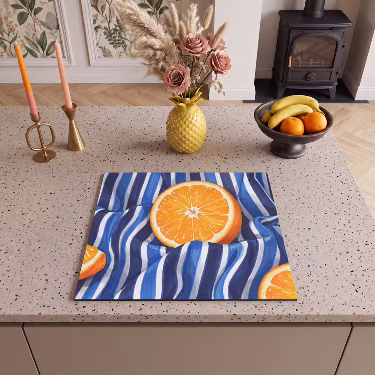 Herdabdeckplatte - Essen – Obst – Orange - Eten - Fruit - Oranje Inductie beschermer vinyl 3mm middel
