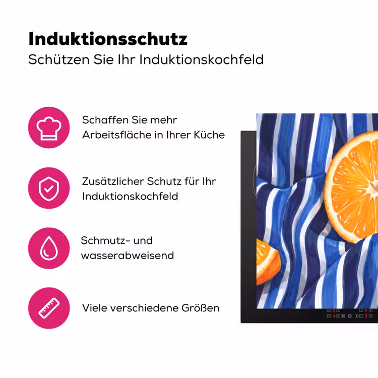 Herdabdeckplatte - Essen – Obst – Orange - Eten - Fruit - Oranje Inductie beschermer vinyl 3mm middel