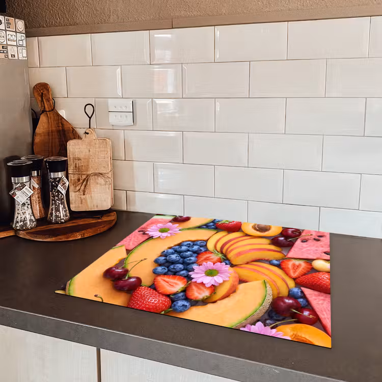 Eten - Fruit - Zomer - Kleurrijk Inductie beschermer vinyl 3mm middel -sfeer3