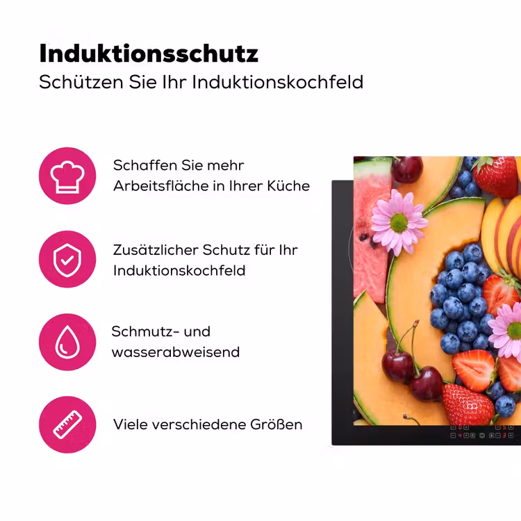 Eten - Fruit - Zomer - Kleurrijk Inductie beschermer vinyl 3mm middel -zzzzzzz-lf-ups
