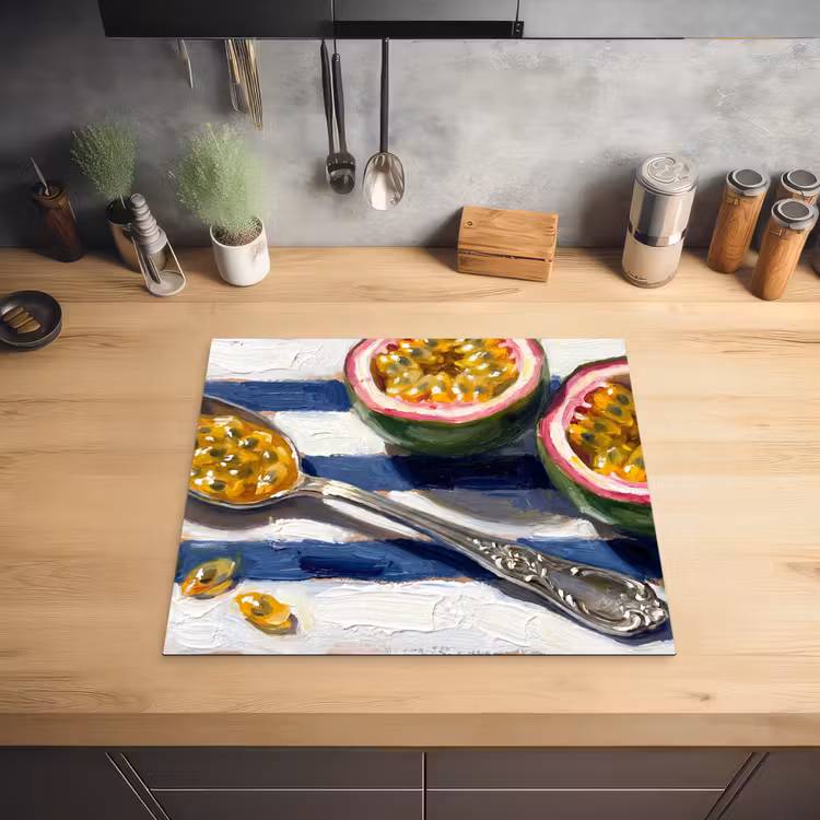 Eten - Passievrucht - Tropisch - Modern - Kleurrijk Inductie beschermer vinyl 3mm middel -sfeer5