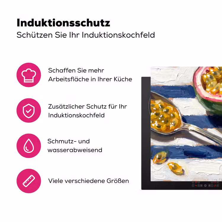 Eten - Passievrucht - Tropisch - Modern - Kleurrijk Inductie beschermer vinyl 3mm middel -zzzzzzz-lf-ups