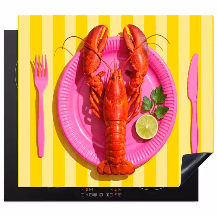 Eten - Roze - Geel - Modern - Culinaire Inductie beschermer vinyl 3mm middel -3d