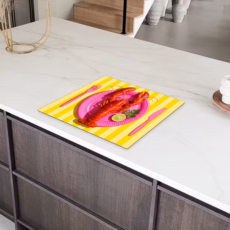 Eten - Roze - Geel - Modern - Culinaire Inductie beschermer vinyl 3mm middel -sfeer8