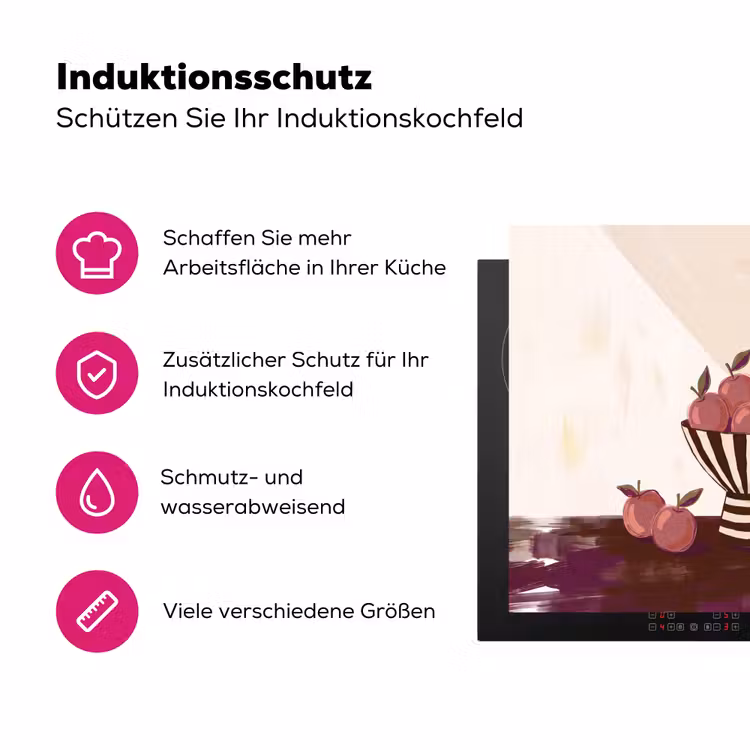 Eten - Schaal - Stilleven - Modern - Rood Inductie beschermer vinyl 3mm middel -zzzzzzz-lf-ups
