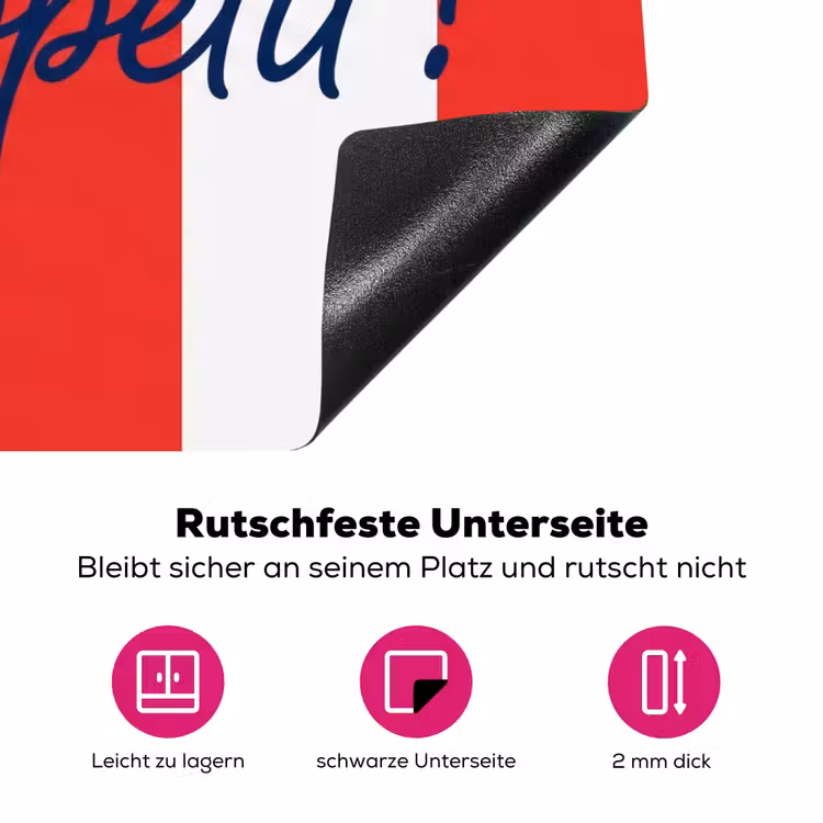 Eten - Spreuk - Keuken - Grafisch - Rood-Wit Inductie beschermer vinyl 3mm middel -zzzzzzz-lf-onderkant