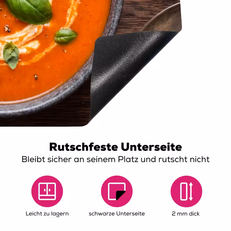 Eten - Soep - Basilicum - Rustiek - Rood Inductie beschermer vinyl 3mm middel -zzzzzzz-lf-onderkant