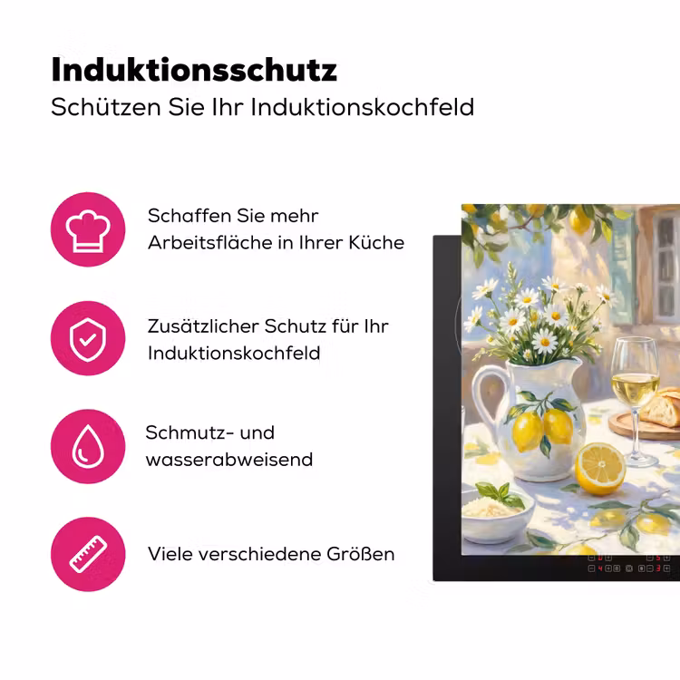 Eten - Terras - Zomer - Geschilderd - Geel Inductie beschermer vinyl 3mm middel -zzzzzzz-lf-ups