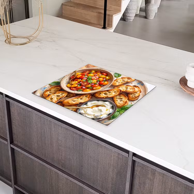 Eten - Tomaat - Brood - Kleurrijk - Keuken Inductie beschermer vinyl 3mm middel -sfeer8