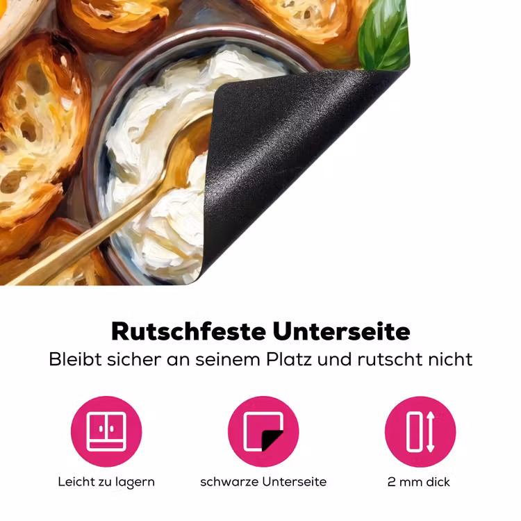 Eten - Tomaat - Brood - Kleurrijk - Keuken Inductie beschermer vinyl 3mm middel -zzzzzzz-lf-onderkant