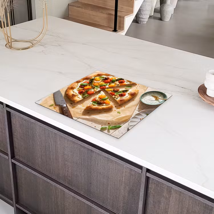 Eten - Tomaten - Basilicum - Maaltijd - Vers Inductie beschermer vinyl 3mm middel -sfeer8