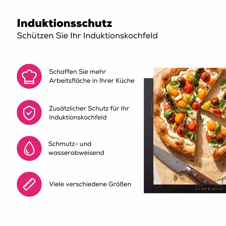 Eten - Tomaten - Basilicum - Maaltijd - Vers Inductie beschermer vinyl 3mm middel -zzzzzzz-lf-ups