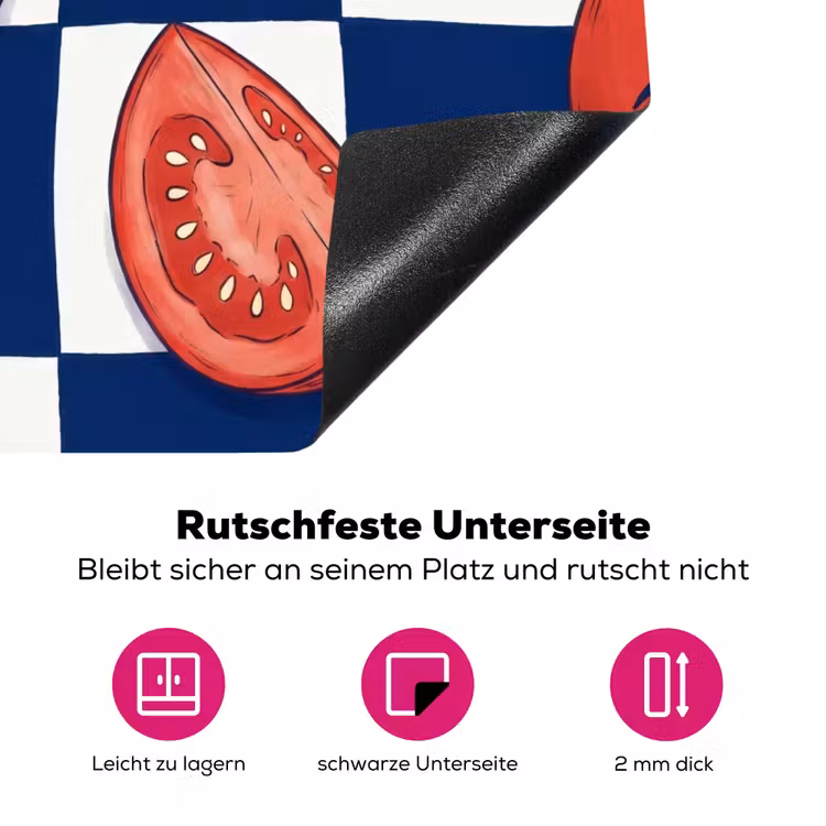 Eten - Tomaten - Keuken - Illustratie - Rood-Blauw Inductie beschermer vinyl 3mm middel -zzzzzzz-lf-onderkant