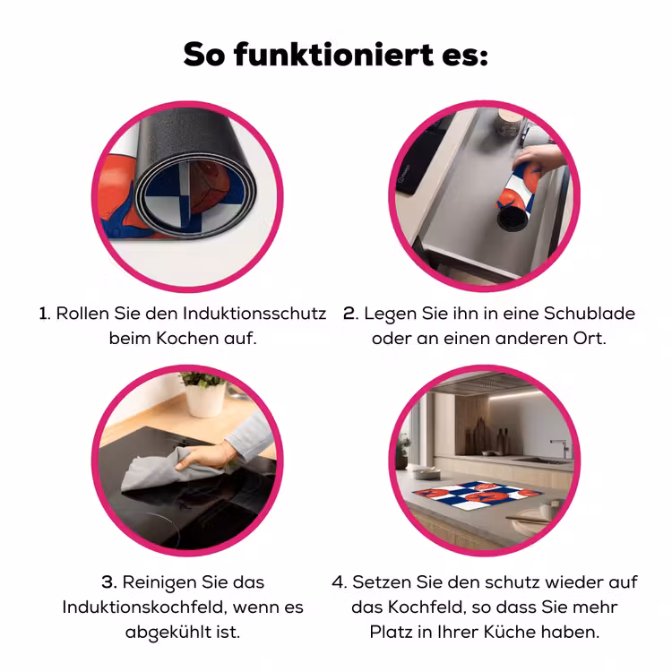 Eten - Tomaten - Keuken - Illustratie - Rood-Blauw Inductie beschermer vinyl 3mm middel -zzzzzzz-lf-werking