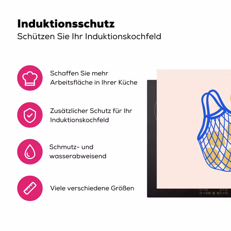 Eten - Citroen - Boodschappen - Abstract - Geel - Blauw Inductie beschermer vinyl 3mm middel -zzzzzzz-lf-ups