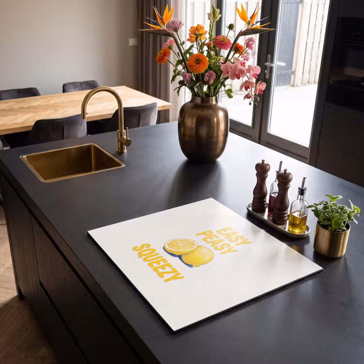 Eten - Citroenen - Keuken - Illustratie - Geel Inductie beschermer vinyl 3mm middel -sfeer5