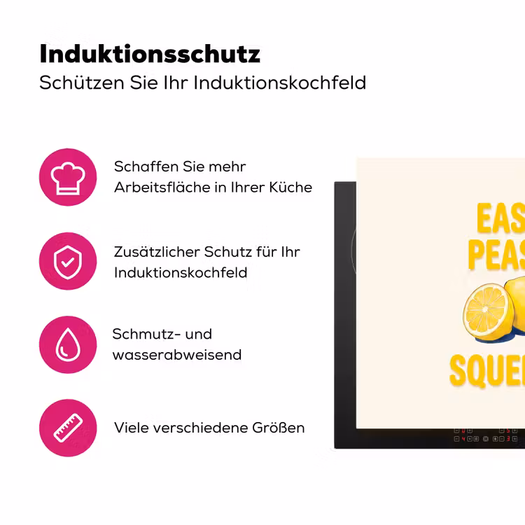 Eten - Citroenen - Keuken - Illustratie - Geel Inductie beschermer vinyl 3mm middel -zzzzzzz-lf-ups