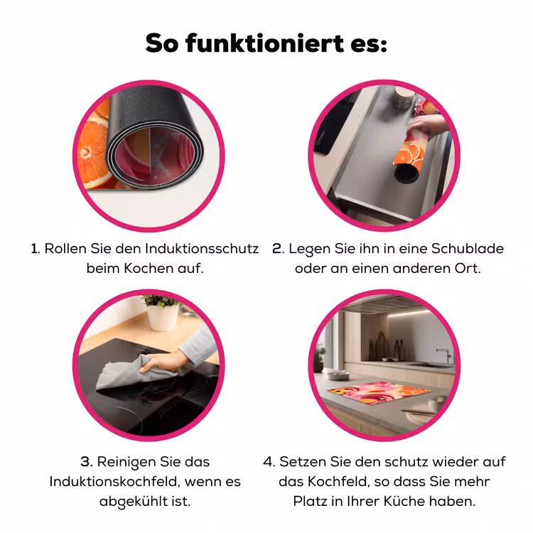 Eten - Citrusvruchten - Stillevens - Roze - Oranje Inductie beschermer vinyl 3mm middel -zzzzzzz-lf-werking