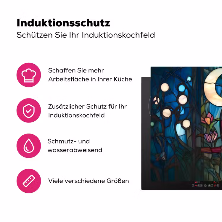 Uil - Mozaïek - Maan - Nacht Inductie beschermer vinyl 3mm klein -zzzzzzz-lf-ups
