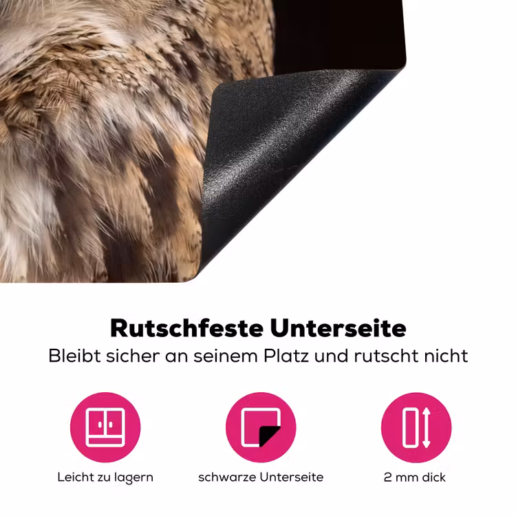 Oehoe - Uil - Portret - Bruin Inductie beschermer vinyl 3mm klein -zzzzzzz-lf-onderkant