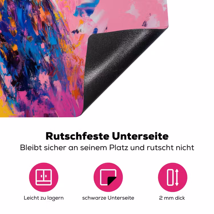 Uil - Roze - Blauw - Verf - Abstract Inductie beschermer vinyl 3mm klein -zzzzzzz-lf-onderkant