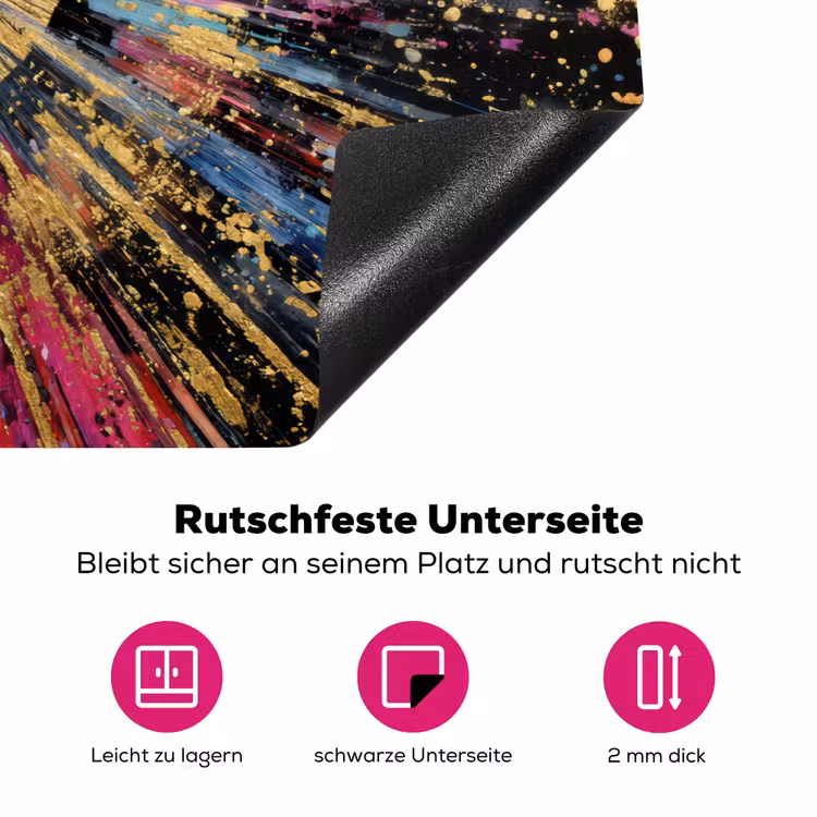 Explosie - Goud - Kleurrijk - Abstract Inductie beschermer vinyl 3mm klein -zzzzzzz-lf-onderkant