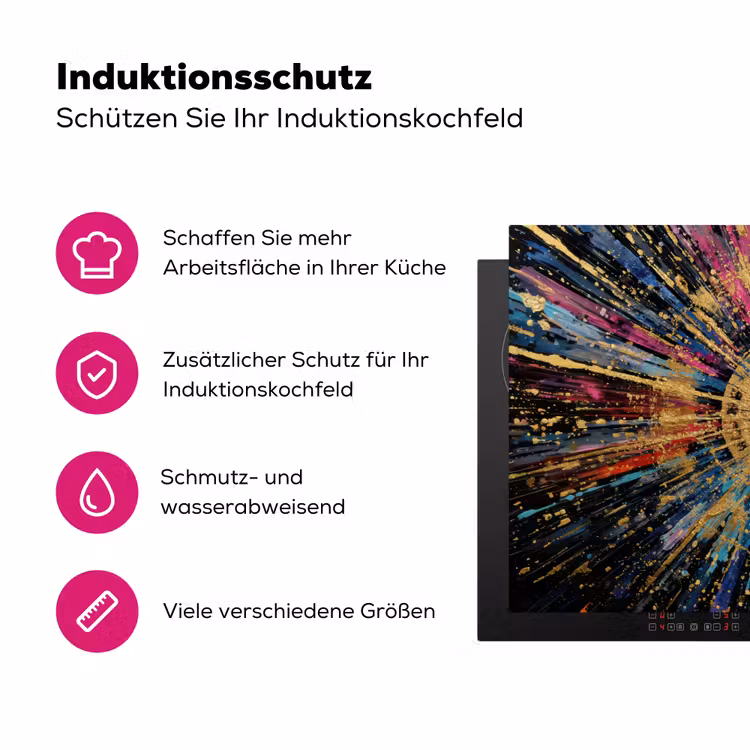 Explosie - Goud - Kleurrijk - Abstract Inductie beschermer vinyl 3mm klein -zzzzzzz-lf-ups