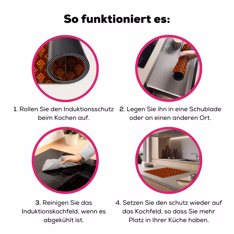 Waaiers - Art Deco - Botanisch - Roestbruin - Oranje Inductie beschermer vinyl 3mm middel 274 -zzzzzzz-lf-werking