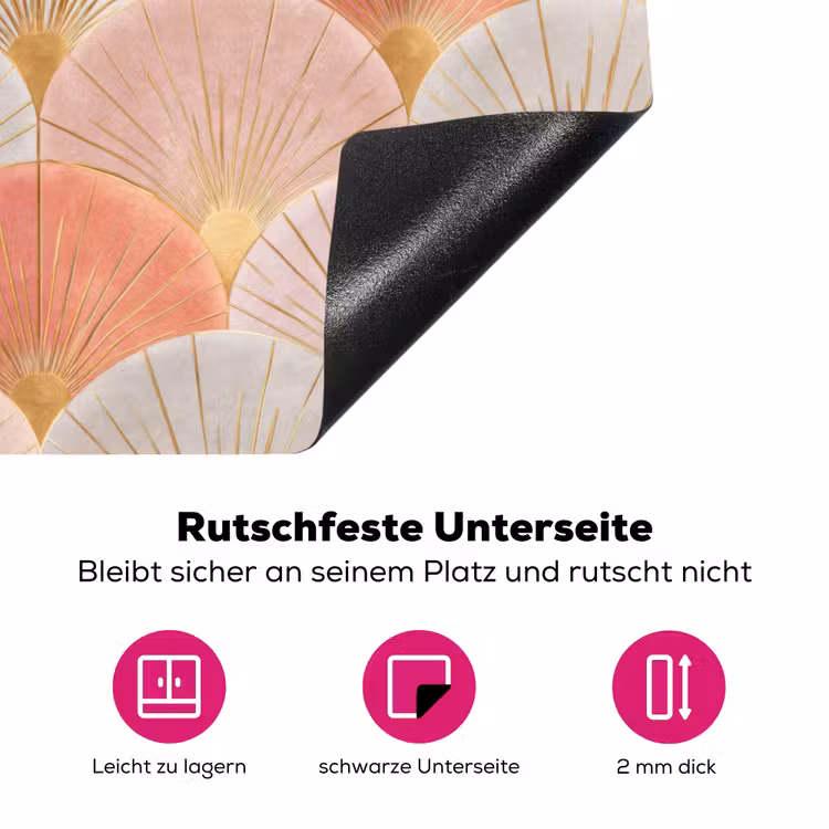 Waaiers - Goud - Roze Inductie beschermer vinyl 3mm klein 276 -zzzzzzz-lf-onderkant
