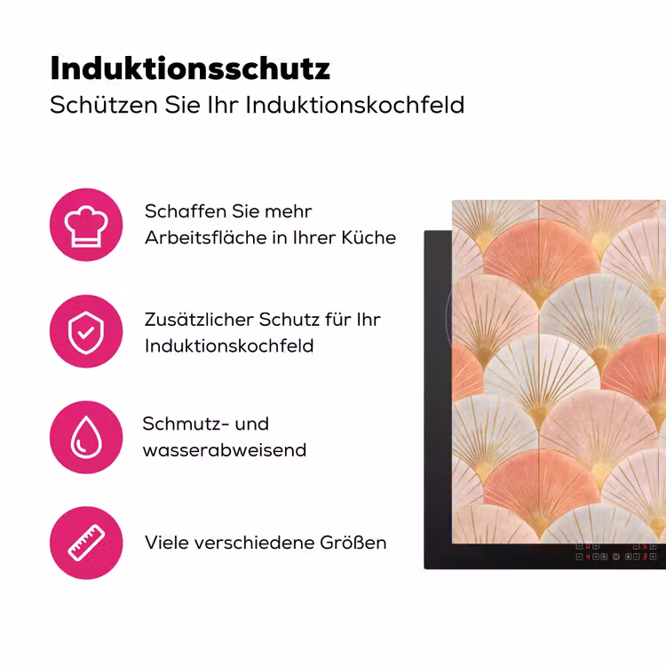 Waaiers - Goud - Roze Inductie beschermer vinyl 3mm klein 276 -zzzzzzz-lf-ups