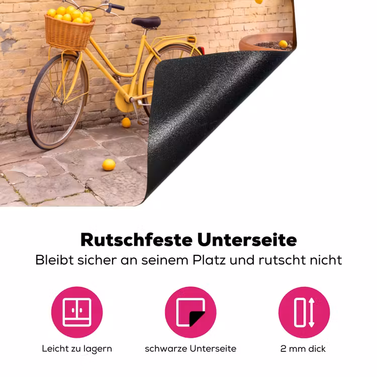 Fiets - Mand - Eten - Geel - Zomer Inductie beschermer vinyl 3mm middel -zzzzzzz-lf-onderkant
