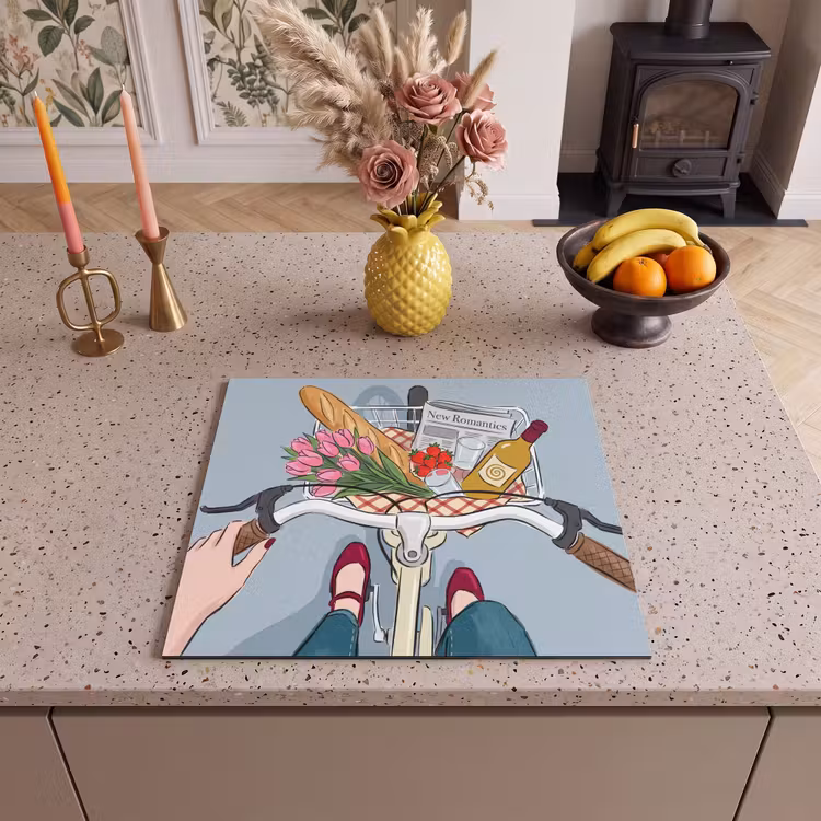 Fiets - Picknick - Zomer - Illustratie Inductie beschermer vinyl 3mm middel -sfeer3