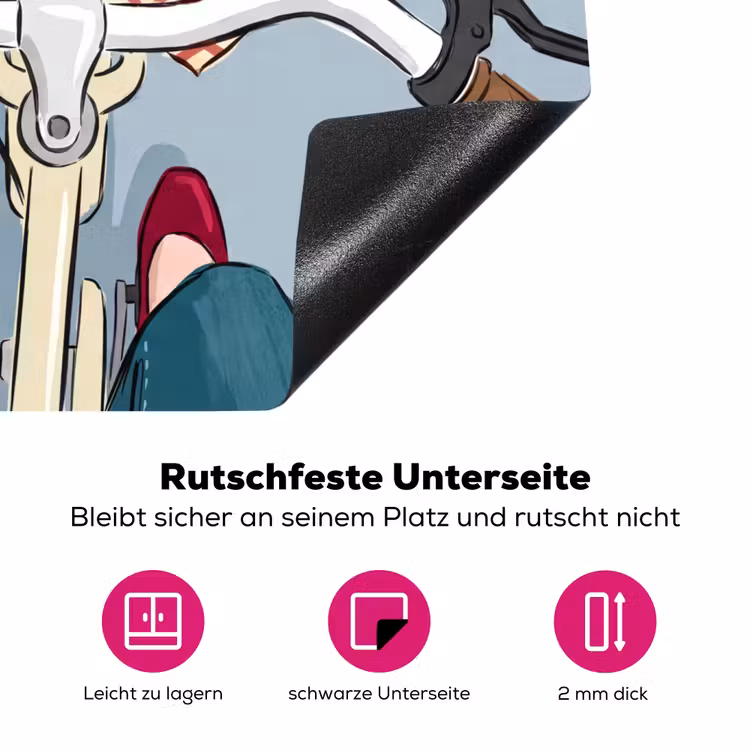 Fiets - Picknick - Zomer - Illustratie Inductie beschermer vinyl 3mm middel -zzzzzzz-lf-onderkant