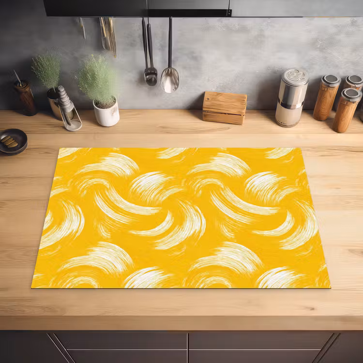 Verfstreken - Abstract - Dynamisch - Geel Inductie beschermer vinyl 3mm klein 276 -sfeer5