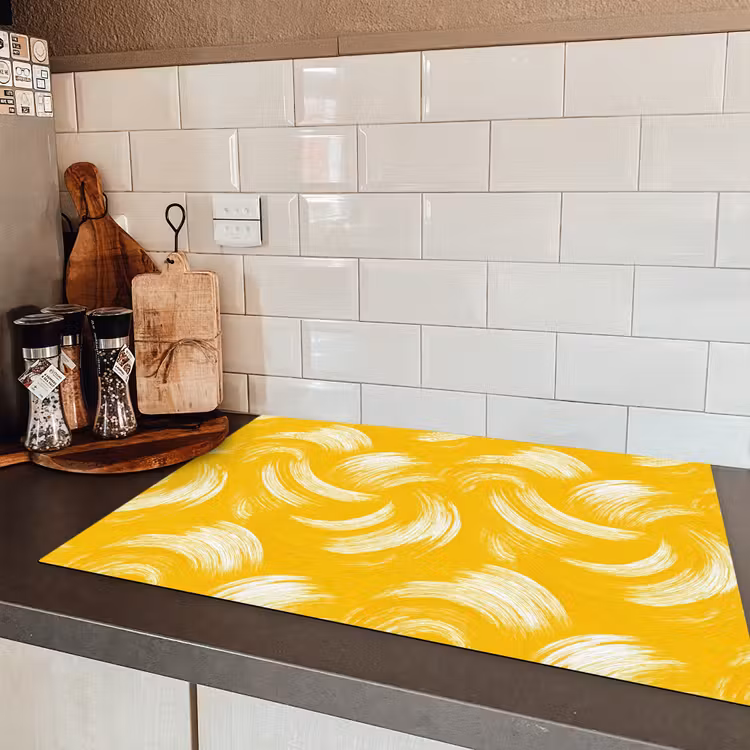 Verfstreken - Abstract - Dynamisch - Geel Inductie beschermer vinyl 3mm klein 276 -sfeer3
