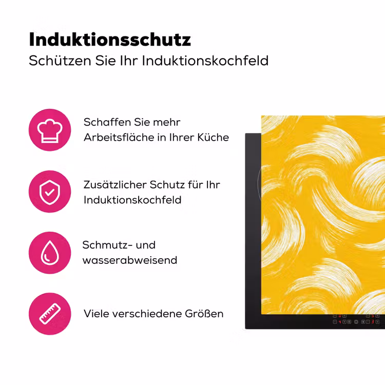 Verfstreken - Abstract - Dynamisch - Geel Inductie beschermer vinyl 3mm klein 276 -zzzzzzz-lf-ups