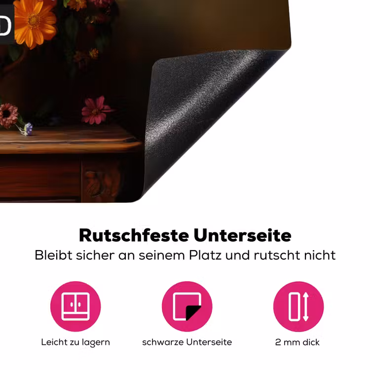 Kleur - Bloemen - Vintage - Bloemenvaas Inductie beschermer vinyl 3mm klein -zzzzzzz-lf-onderkant