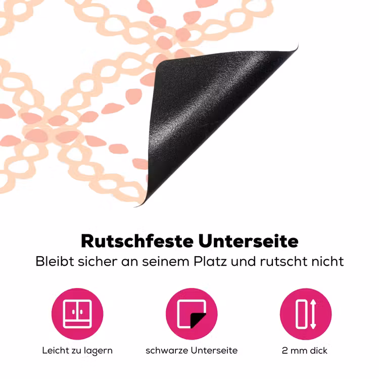 Koraalkleur - Vlechtmotief - Wit Inductie beschermer vinyl 3mm klein 276 -zzzzzzz-lf-onderkant